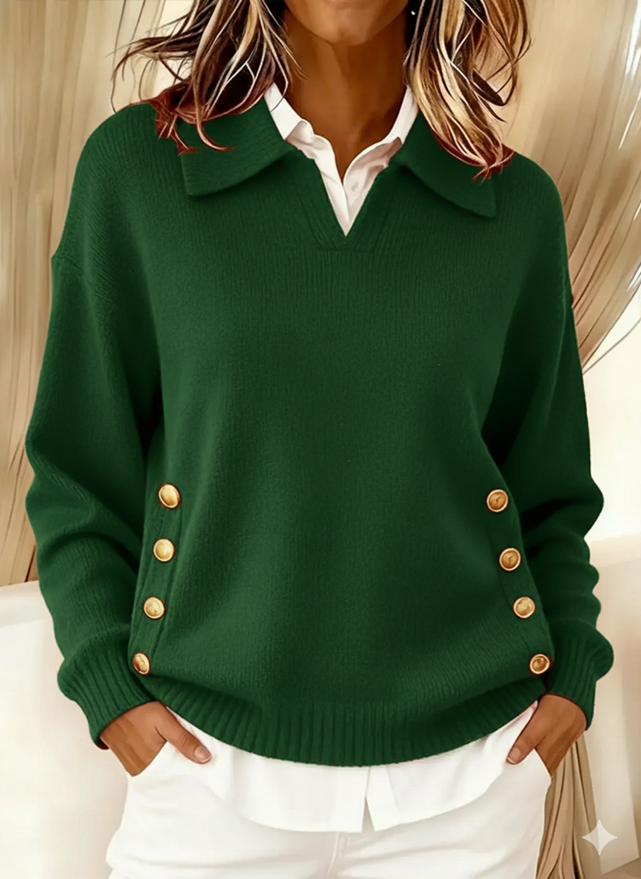 Felicita | Maglione con colletto polo e bottoni dorati