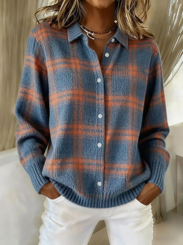 Zoe | Giacca camicia in maglia a quadri