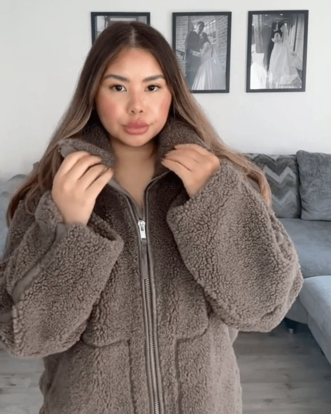 Alessia | Giacca teddy oversize con collo alto