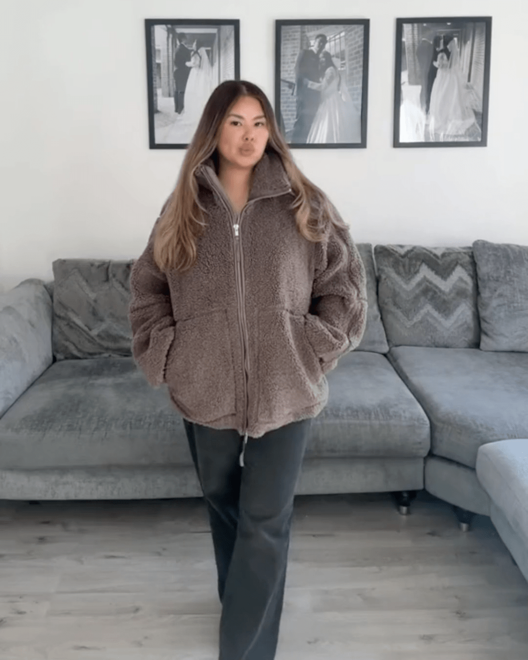 Alessia | Giacca teddy oversize con collo alto