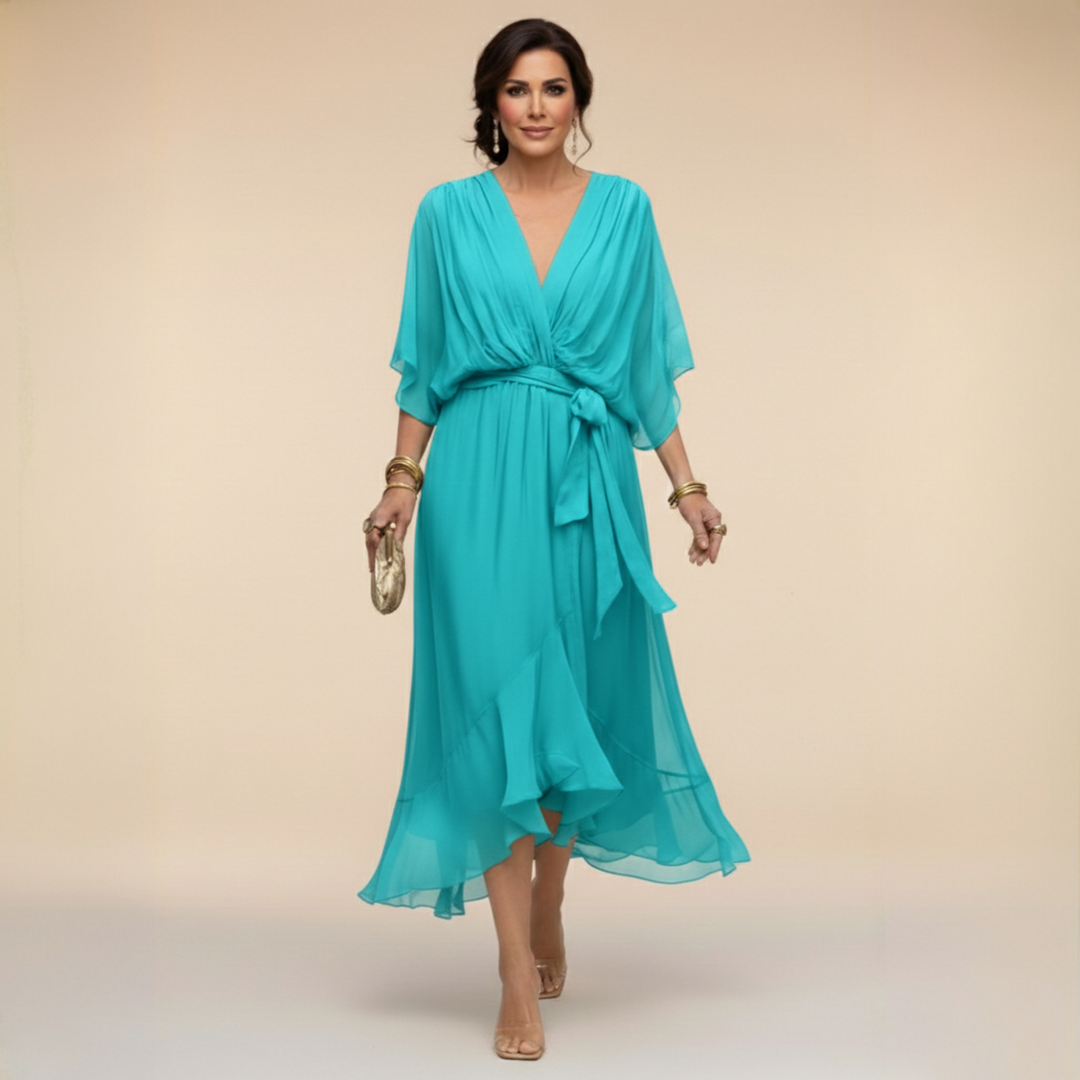 Regina | Abito in chiffon con scollo a V