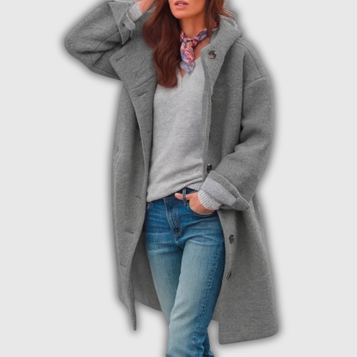 Benedetta | Cappotto lungo con cappuccio e bottoni