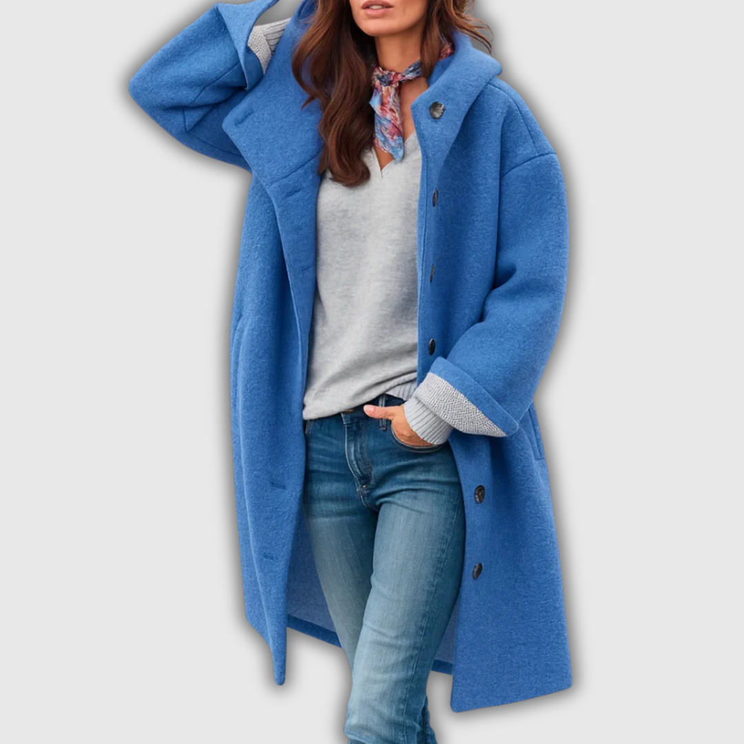 Benedetta | Cappotto lungo con cappuccio e bottoni