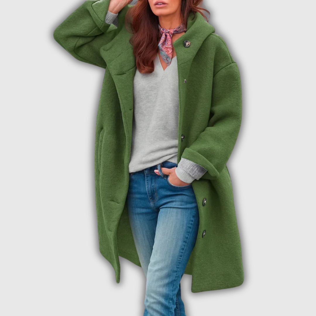 Benedetta | Cappotto lungo con cappuccio e bottoni