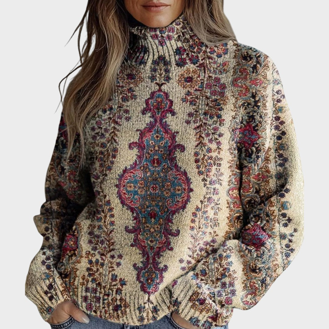 Editta | Maglione a collo alto con lavorazione artistica