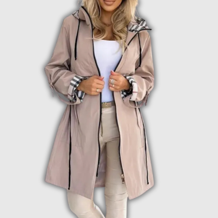 Ottavia | Cappotto con cappuccio e dettagli a quadri