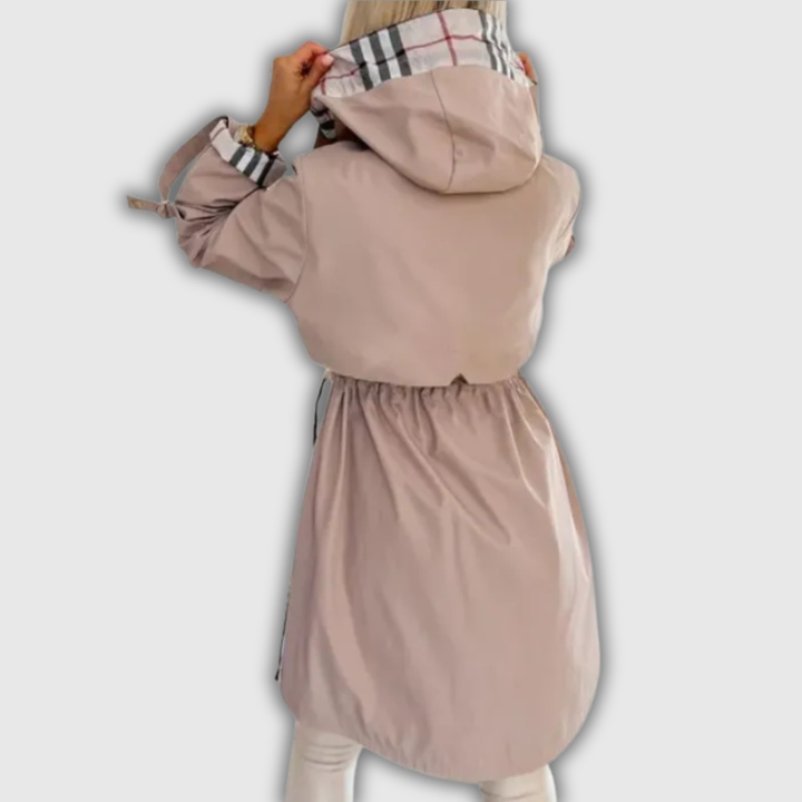 Ottavia | Cappotto con cappuccio e dettagli a quadri