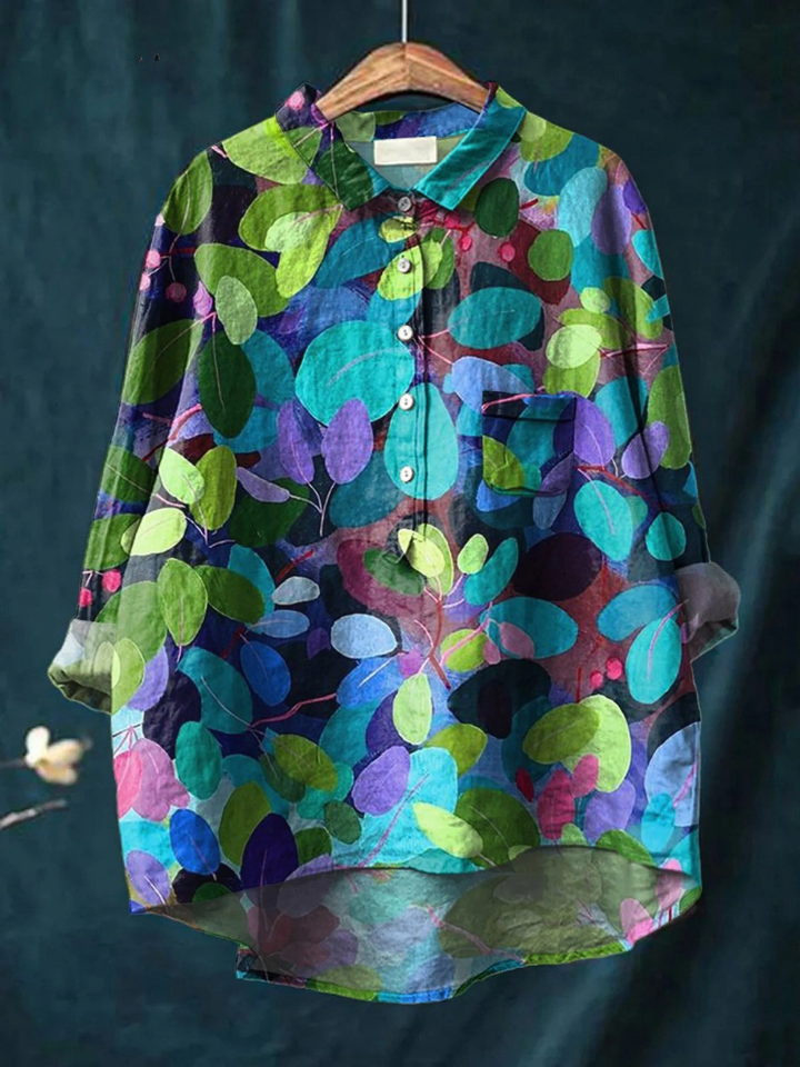 Carlotta | Blusa casual da donna con stampa artistica del bosco