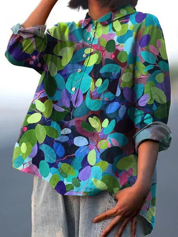 Carlotta | Blusa casual da donna con stampa artistica del bosco