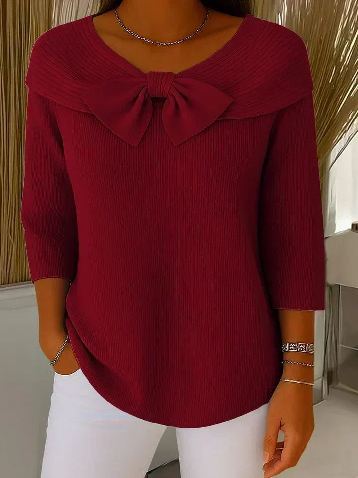 Sabina | Maglione a coste con dettaglio a fiocco