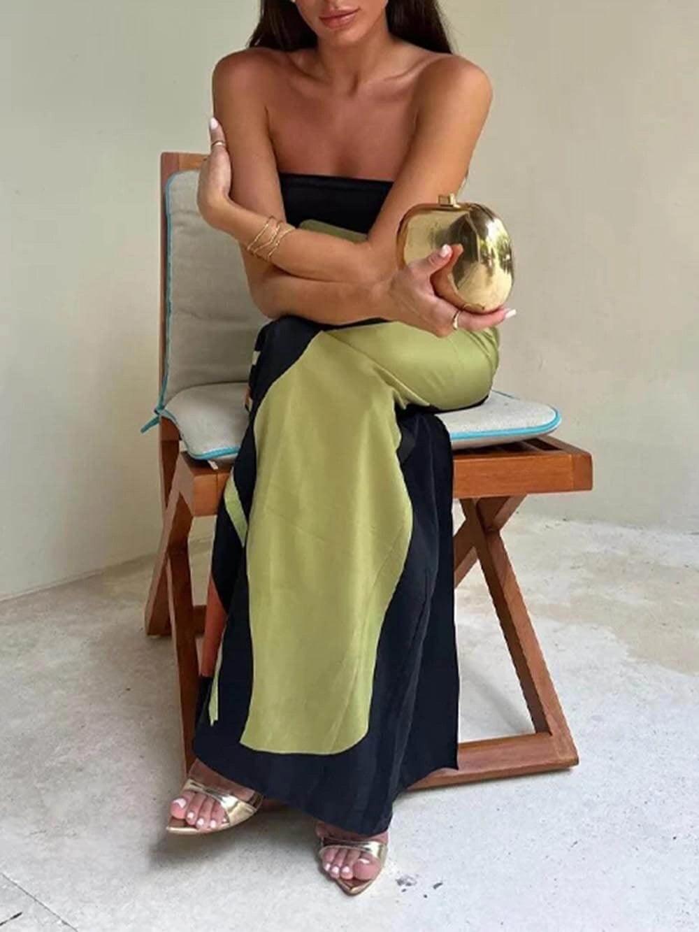 Orsola | Abito da sera lungo stampato senza maniche in stile costiero
