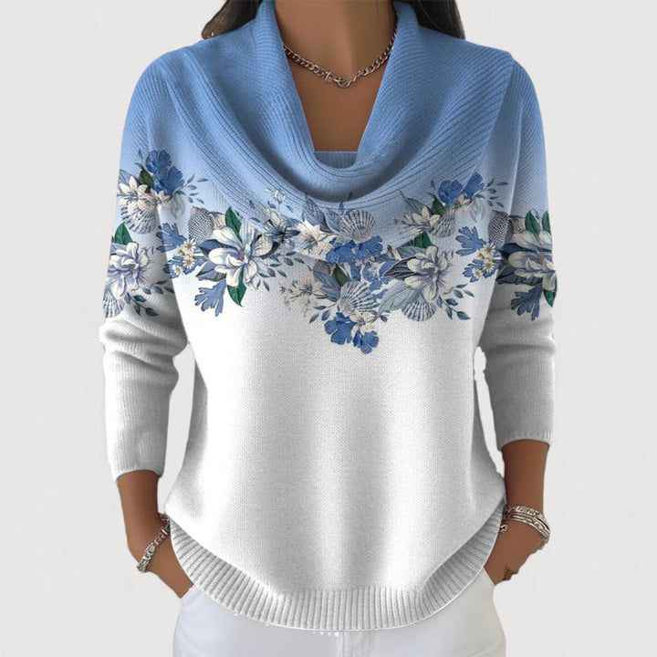 Luisa | Maglione a collo alto con fantasia floreale