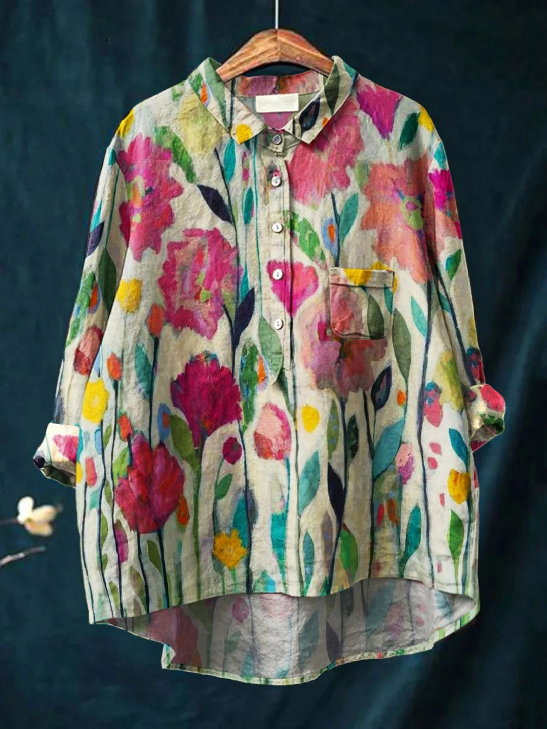 Ida | T-shirt casual da donna vintage con fantasia floreale