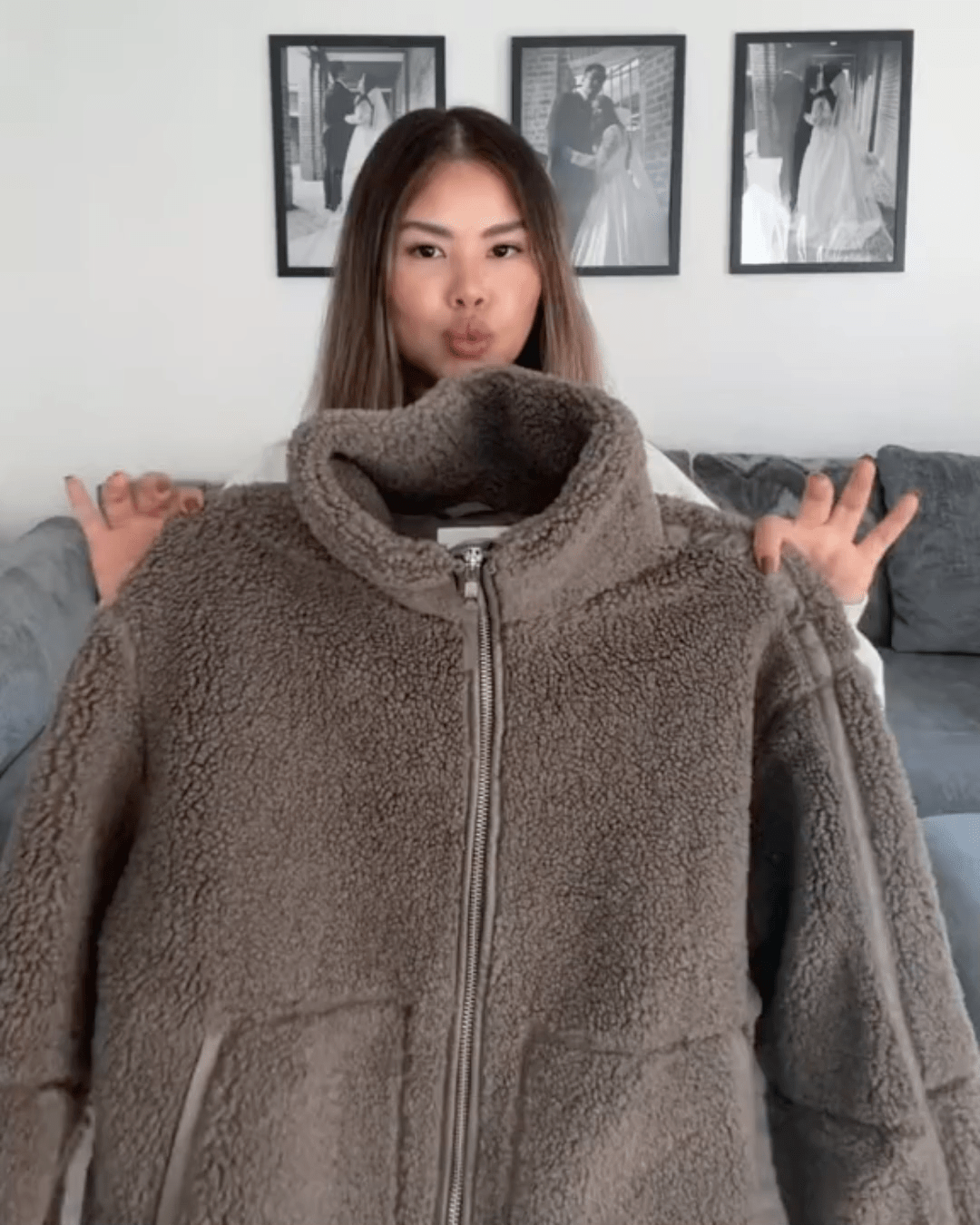 Alessia | Giacca teddy oversize con collo alto