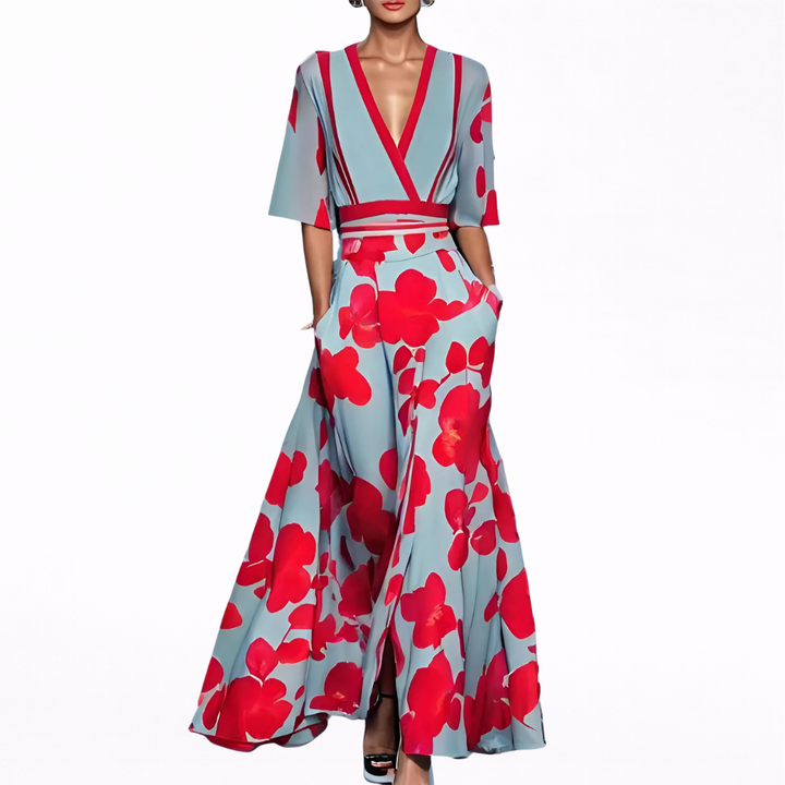 Editta | Abito lungo elegante con scollo profondo