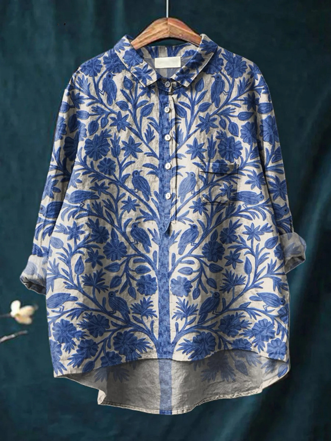 Paola | Blusa casual da donna vintage con stampa floreale indiana