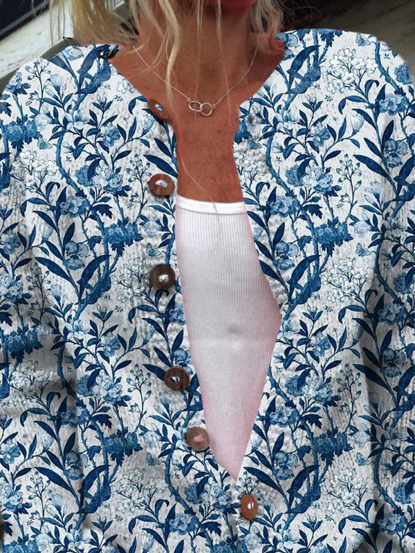 Rachele | Cardigan con stampa floreale e bottoni