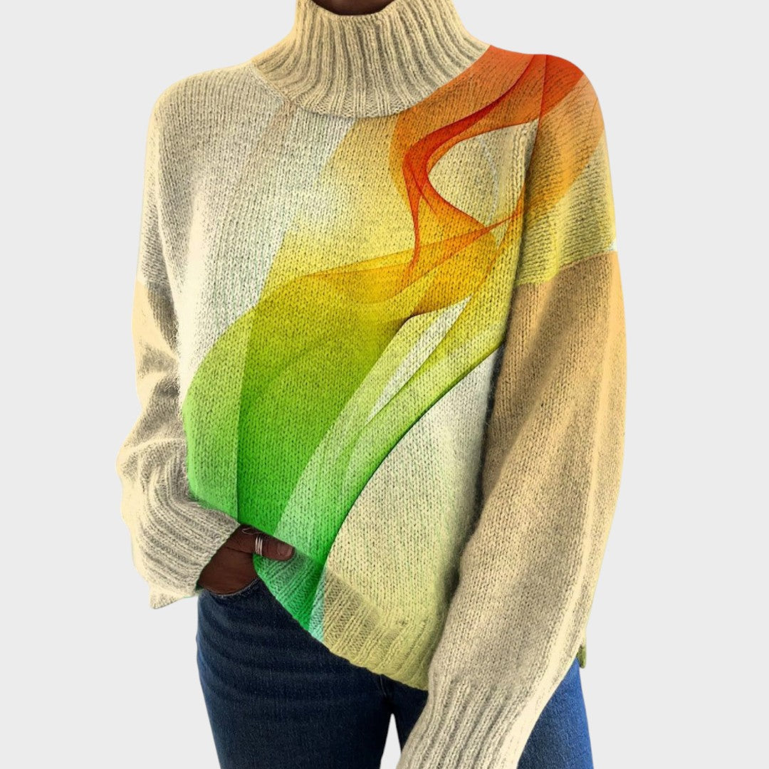 Regina | Maglione a collo alto con stampa artistica