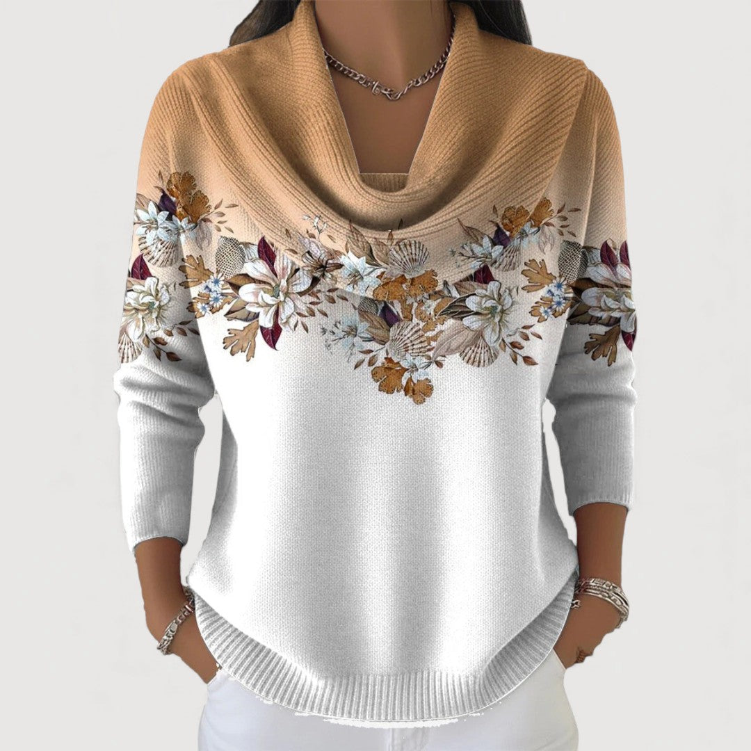 Dorotea | Maglione Floreale con Collo Rovesciato