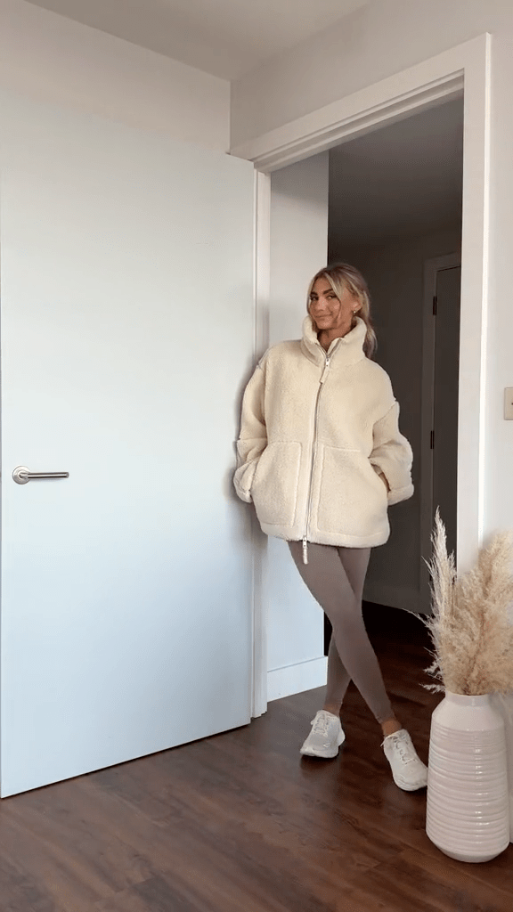 Alessia | Giacca teddy oversize con collo alto
