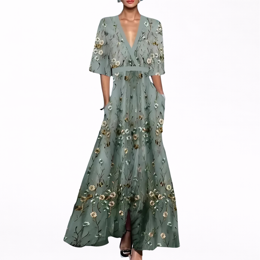 Editta | Abito lungo elegante con scollo profondo