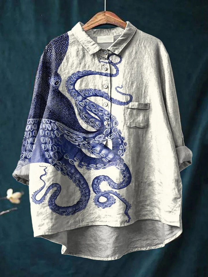Carlotta | T-shirt casual con illustrazione di tentacoli di polpo