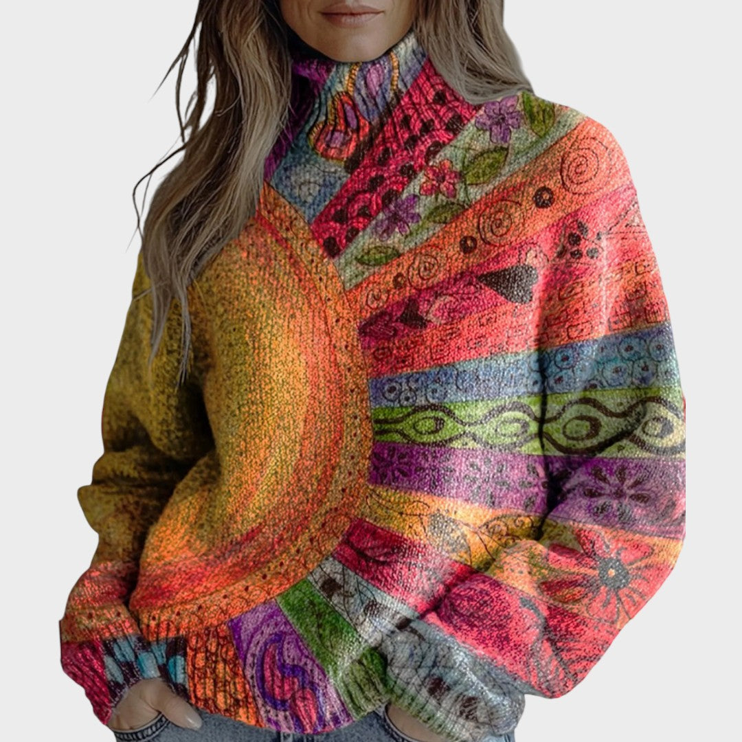 Anna | Maglione a collo alto con lavorazione artistica