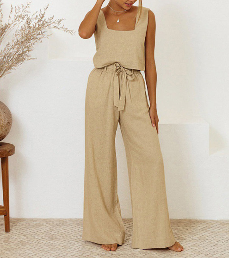 Elena | Completo con top minimalista e pantaloni svasati