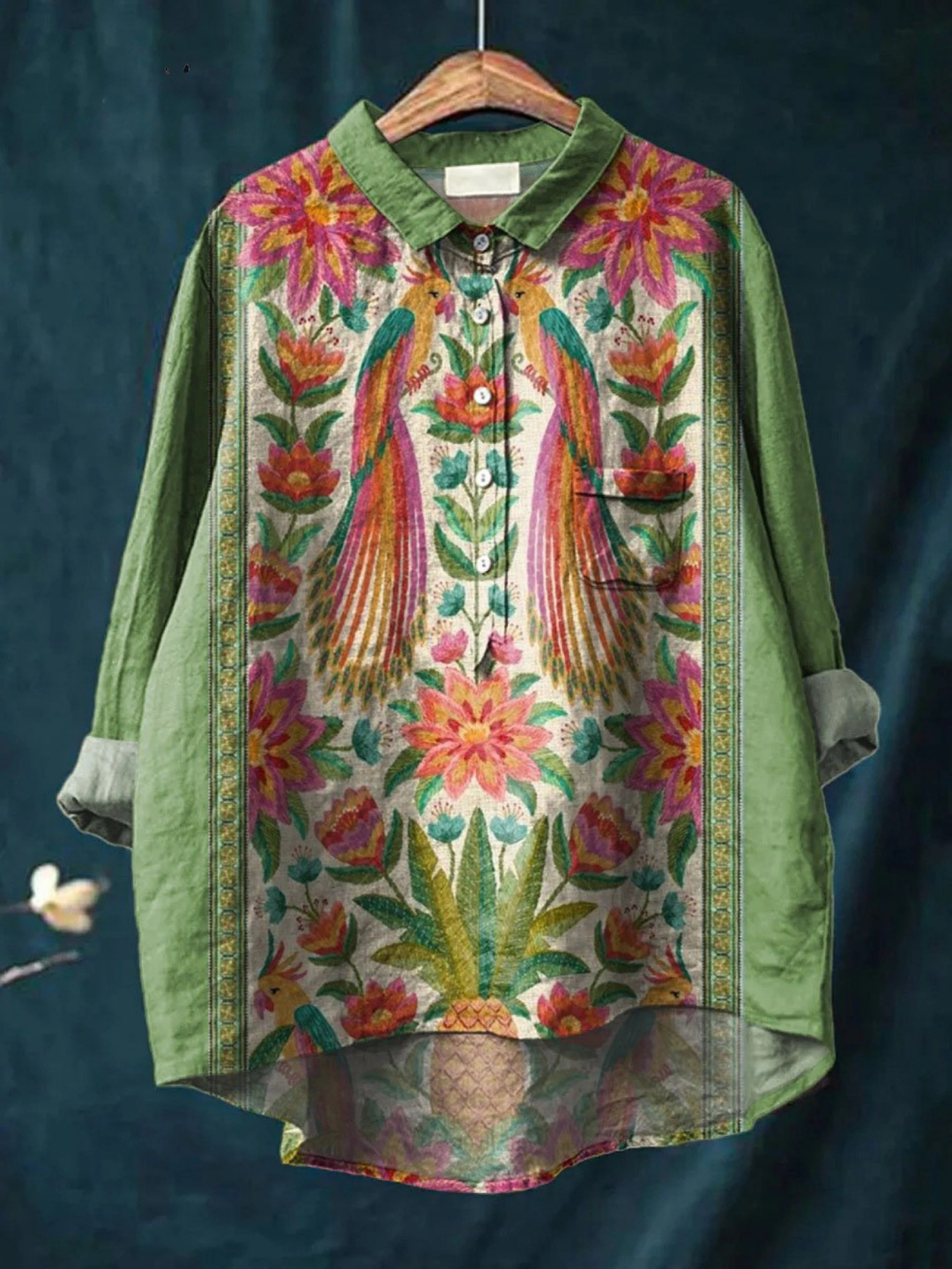 Ida | T-shirt casual da donna vintage con fantasia floreale