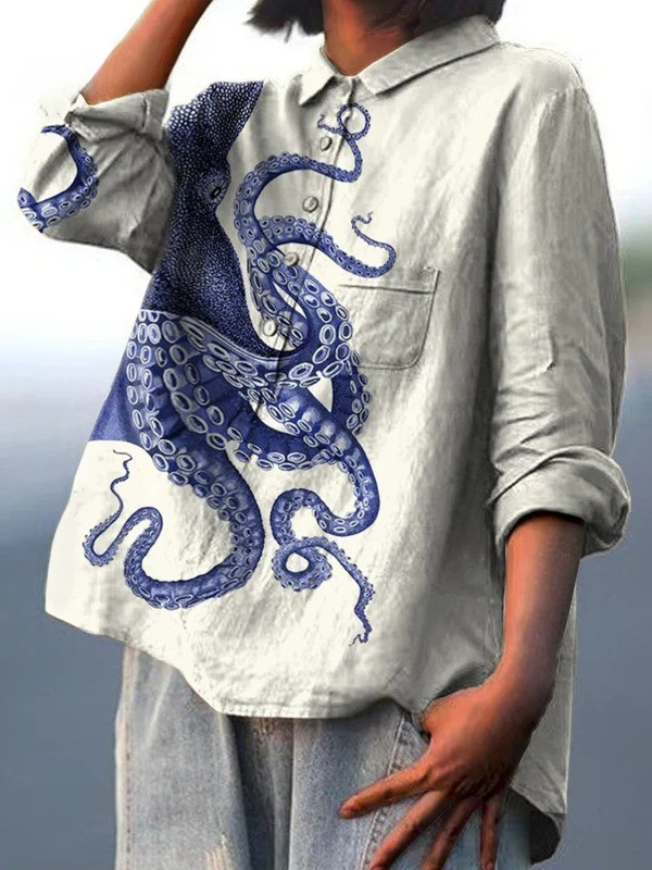 Carlotta | T-shirt casual con illustrazione di tentacoli di polpo