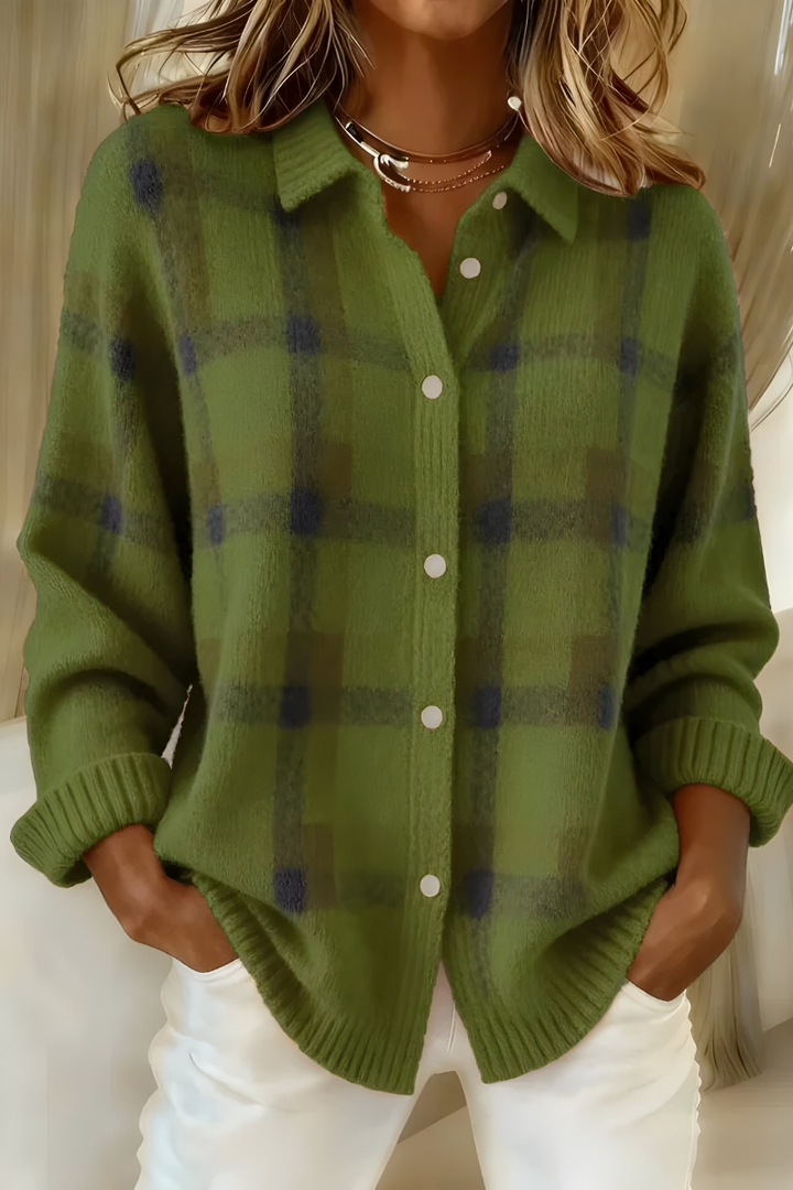 Zoe | Giacca camicia in maglia a quadri