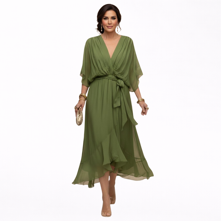 Regina | Abito in chiffon con scollo a V