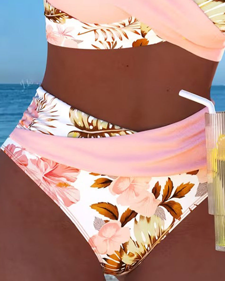Maria | Bikini con fantasia floreale a contrasto e spacco