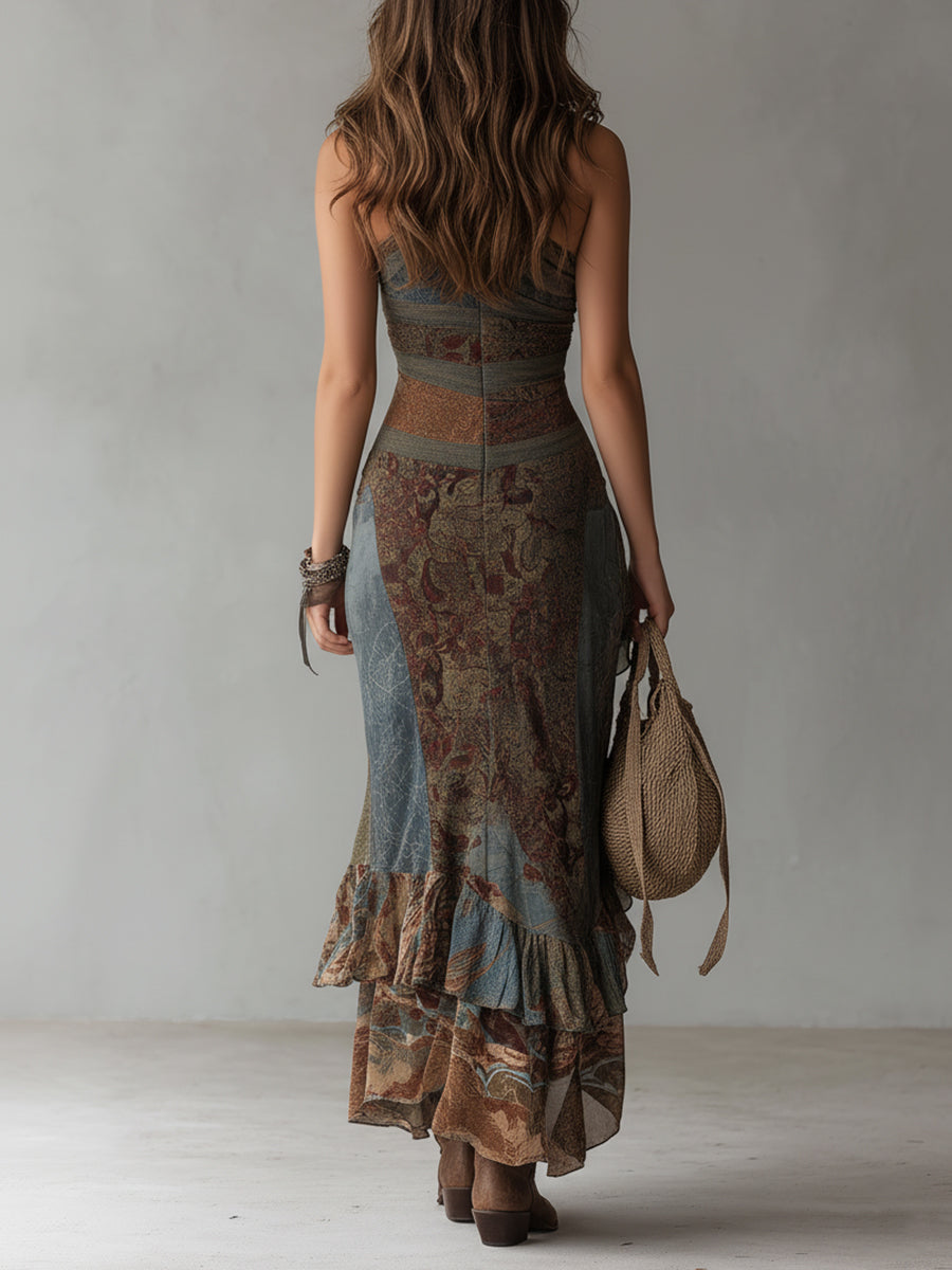 Lina | Abito lungo vintage con fantasia floreale
