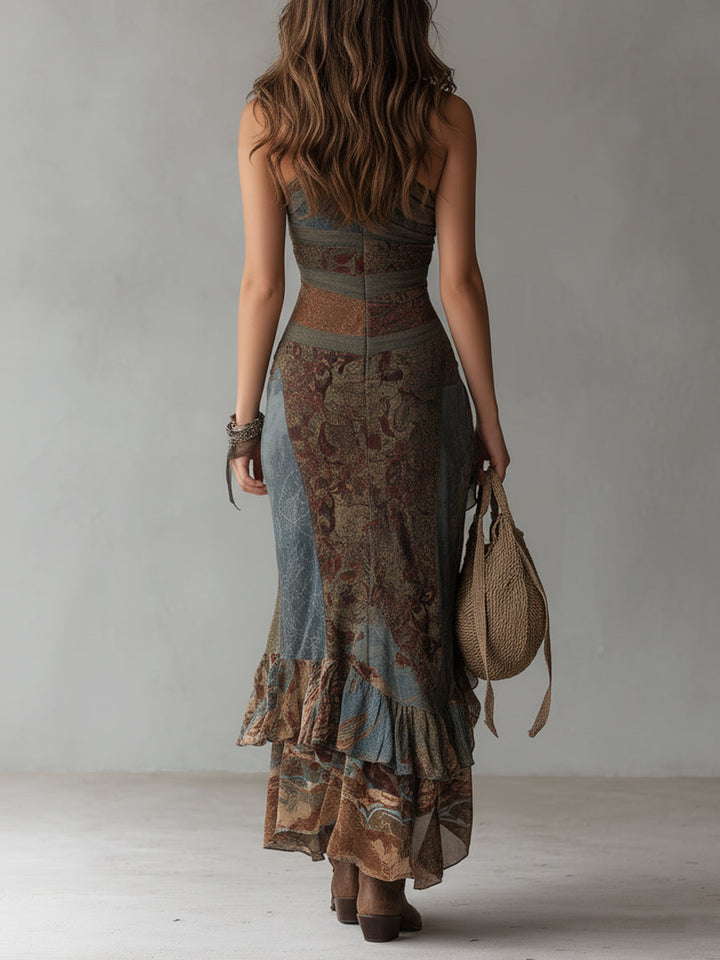 Lina | Abito lungo vintage con fantasia floreale