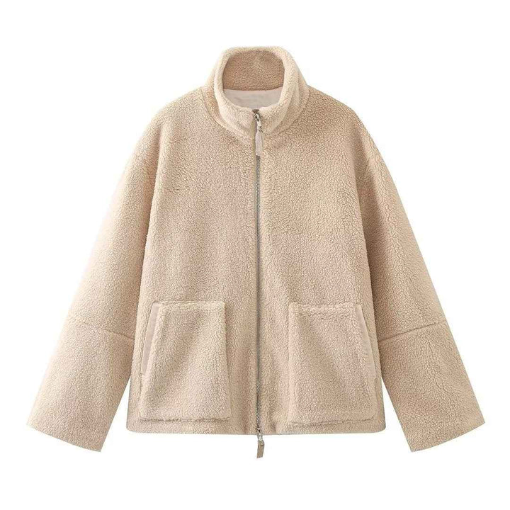 Alessia | Giacca teddy oversize con collo alto