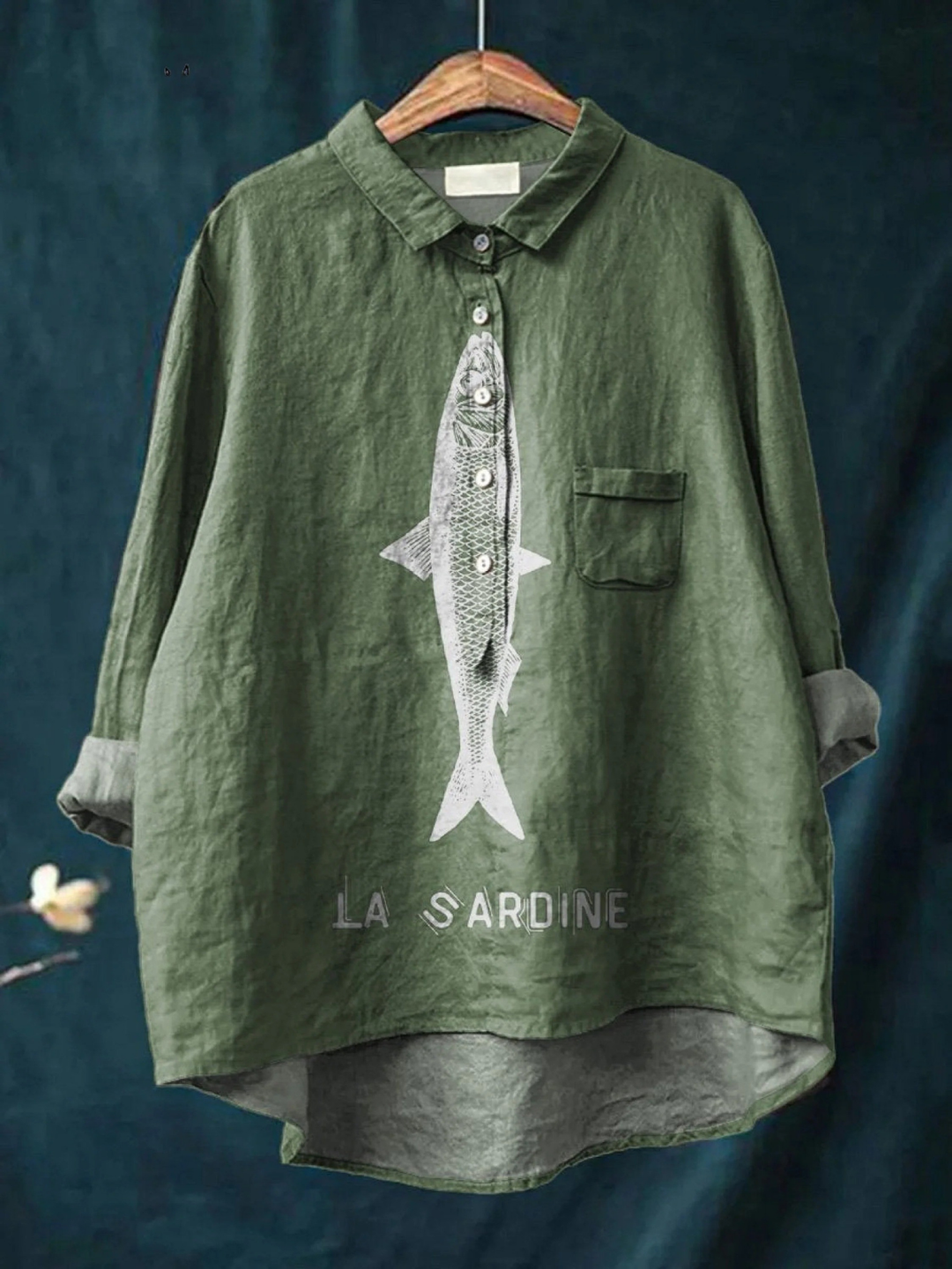 Rosa | T-shirt casual con stampa di sardine