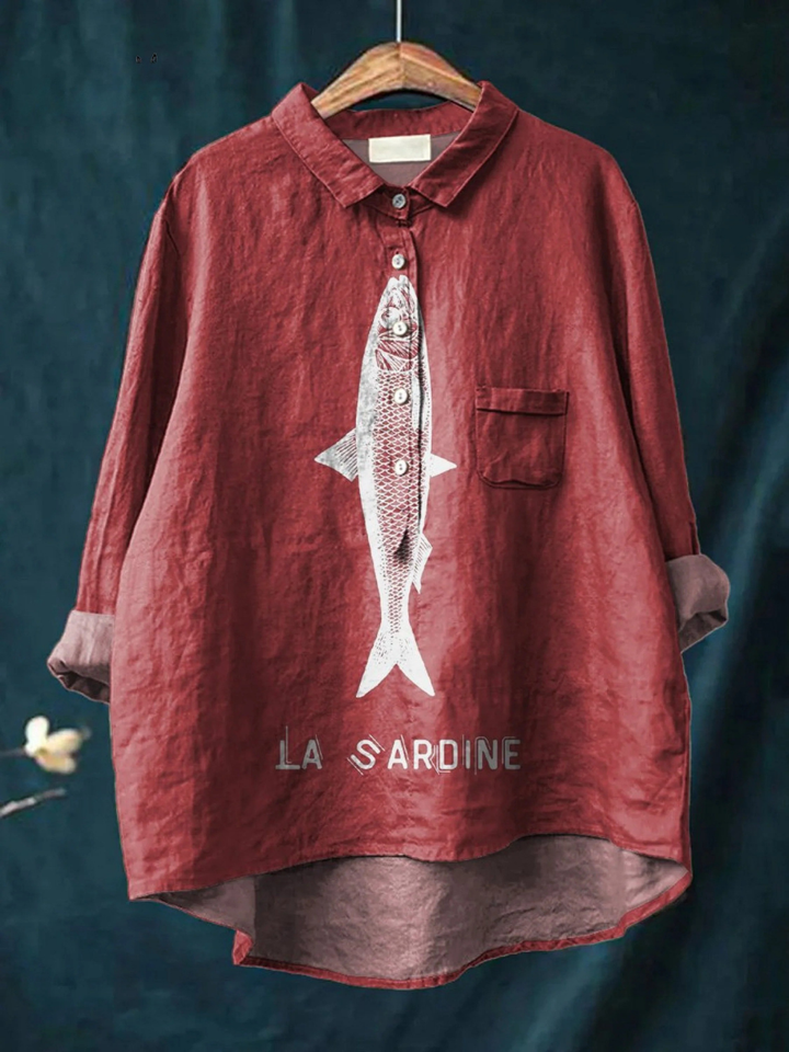 Rosa | T-shirt casual con stampa di sardine