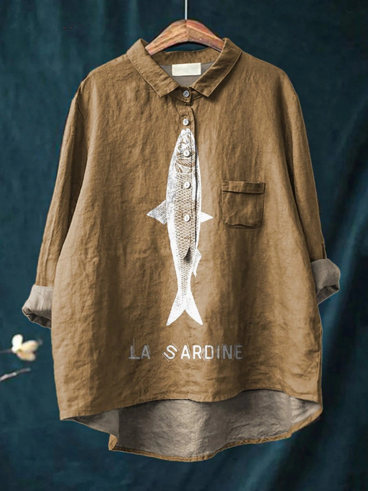 Rosa | T-shirt casual con stampa di sardine