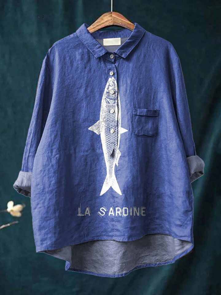 Rosa | T-shirt casual con stampa di sardine