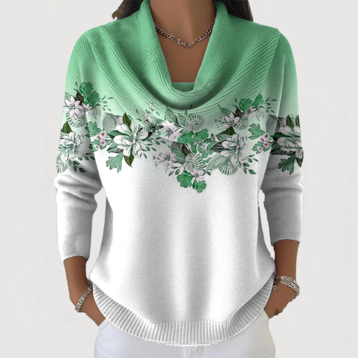Luisa | Maglione a collo alto con fantasia floreale