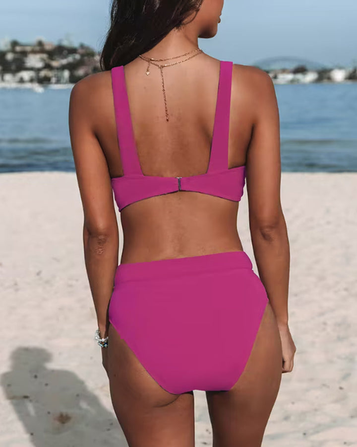 Maddalena | Costume intero a tinta unita con scollo alto