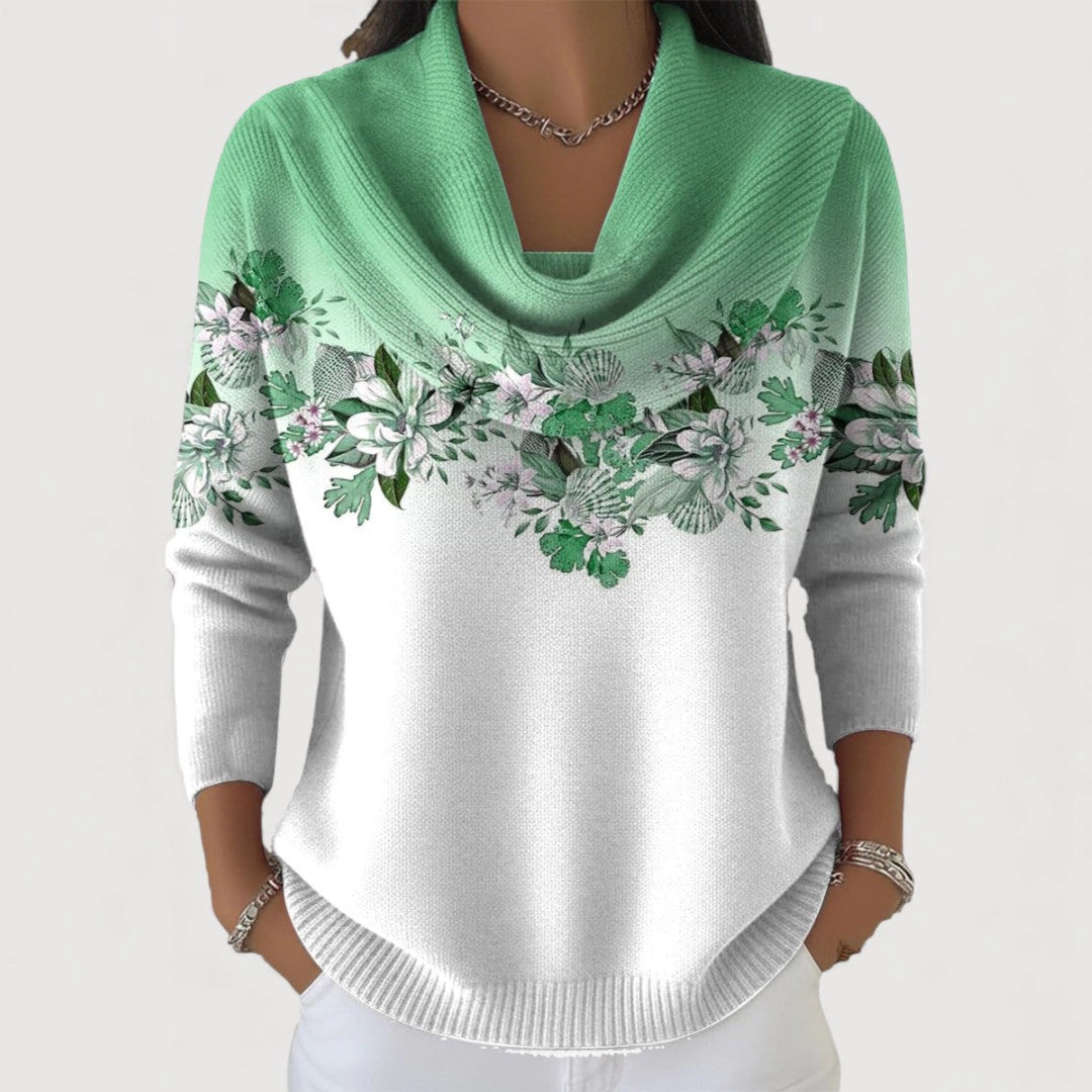 Dorotea | Maglione Floreale con Collo Rovesciato