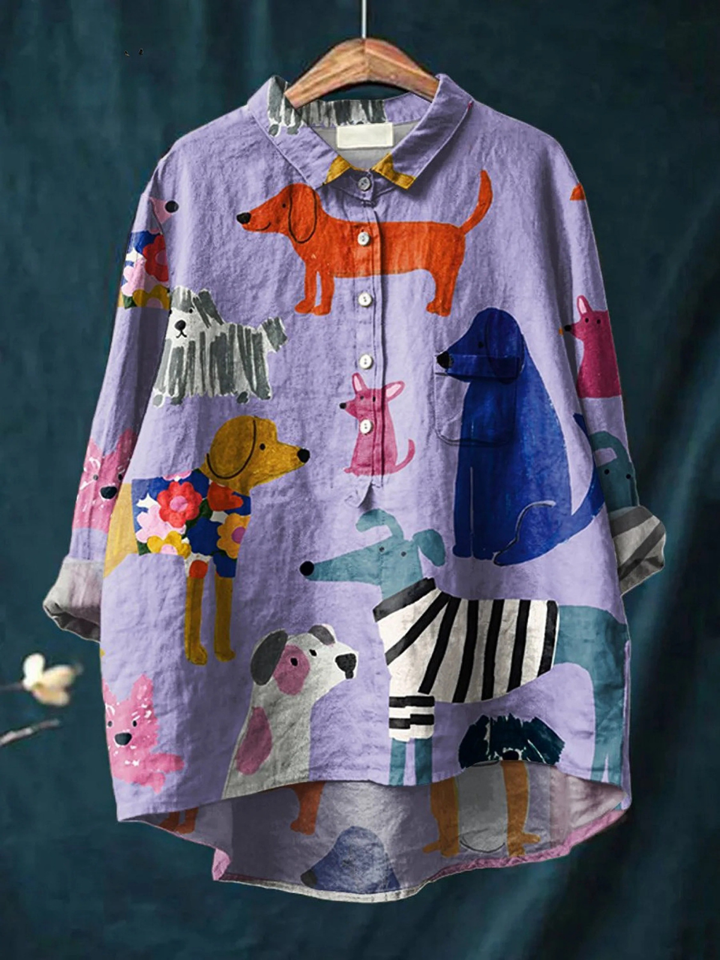 Rosa | T-shirt casual con stampa di cani