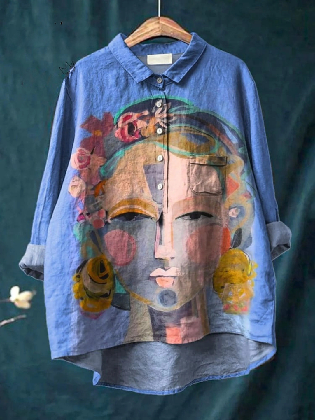 Marta | T-shirt casual con ritratto di Frida in stile pittura a olio