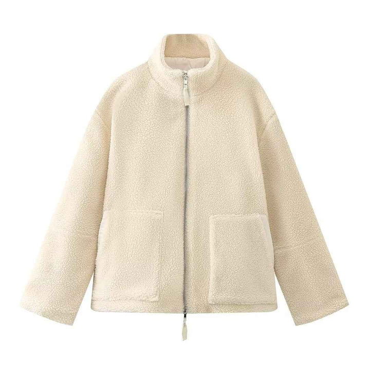 Alessia | Giacca teddy oversize con collo alto