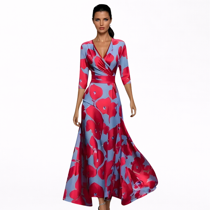 Edvige | Abito lungo elegante con fantasia floreale