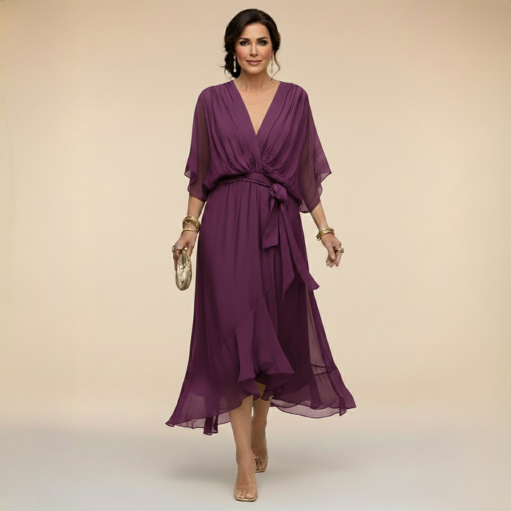Regina | Abito in chiffon con scollo a V