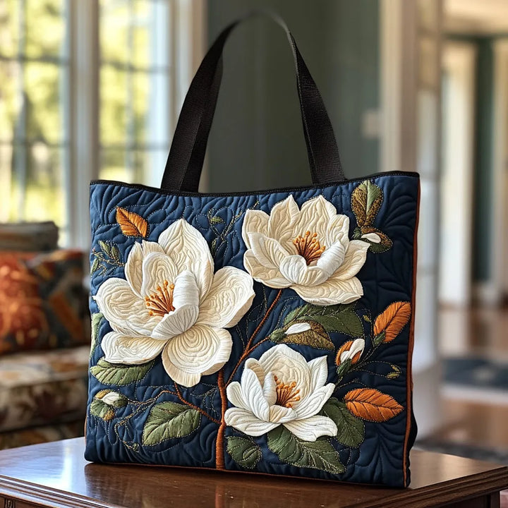 Luisa | Borsa trapuntata con delicata magnolia