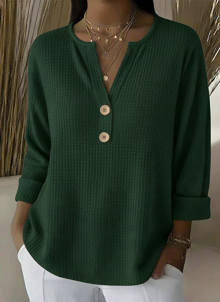 Monica | Maglia Henley con lavorazione a nido d'ape